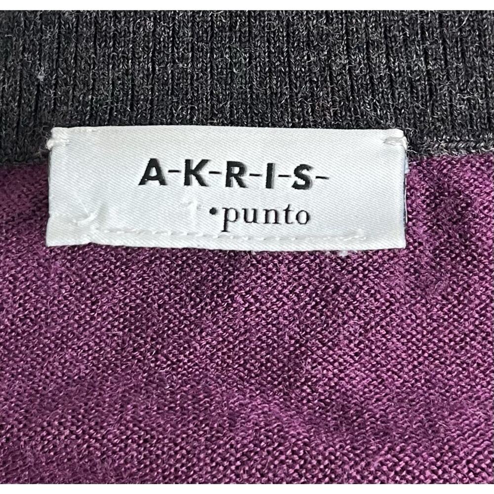 Akris Punto 100% Wool Purple Pullover Lightweight Blouse Minimalist Capsule Sz 8 - Picture 6 of 8